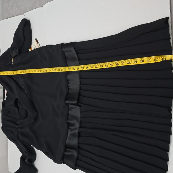 NWT Vintage Lady Carol Chiffon Drop Waist Pleated Shift Dress Black Size 14 - Picture 13 of 17